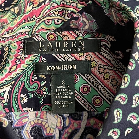 Lauren Ralph Lauren Top‎ Patchwork Paisley Button Down Shirt Sz Small EUC - Picture 6 of 13